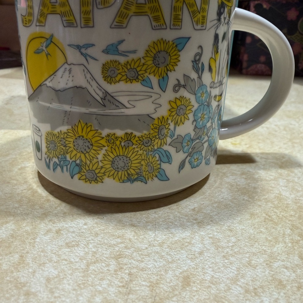 Starbucks Japan Mug - White with Yellow and Blue Accents